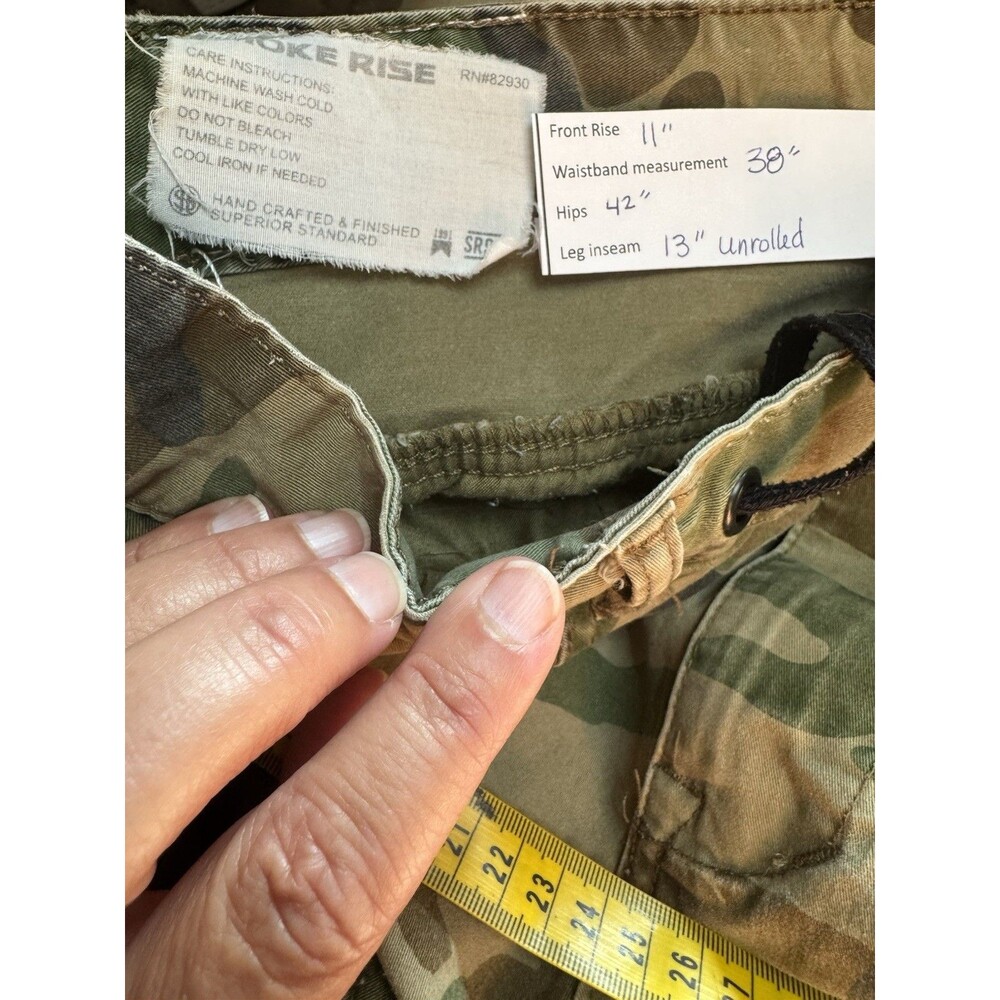 Smoke Rise Cargo Shorts Mens 38 Camo 13” Inseam Utility Jorts Twill Gorpcore - Picture 12 of 12